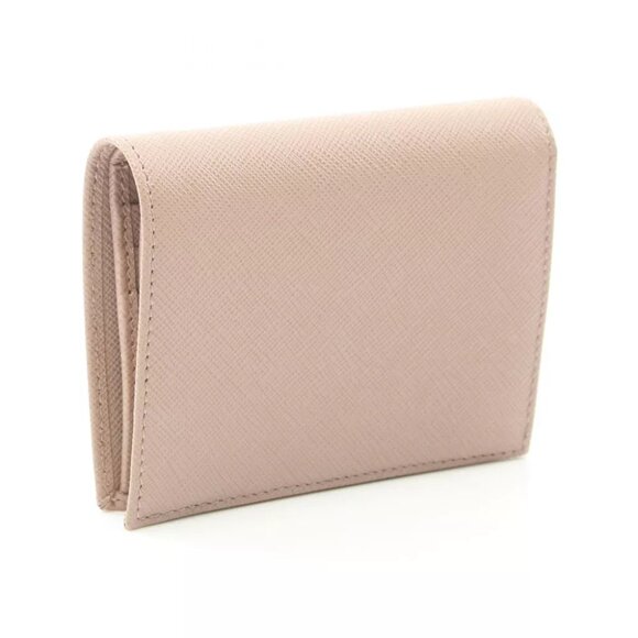 PRADA SAFFIANO TRIANG Bi-fold wallet 1MV204QHHF0236 leather Beige NEW Women - Picture 2 of 5